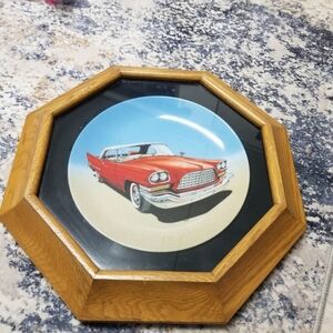 Red '57 Chrysler 300C Collector's Plate Framed In A Wood & Glass Octagon Frame